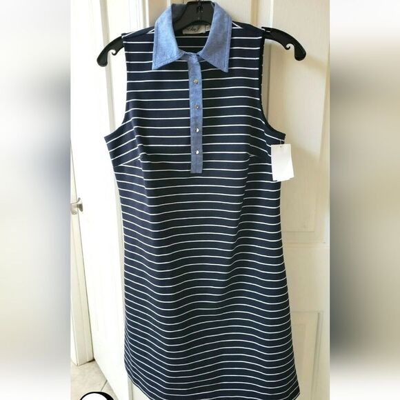 Eliza J Sleeveless Stripe Ponte Dress Size 8 NEW - Picture 5 of 6